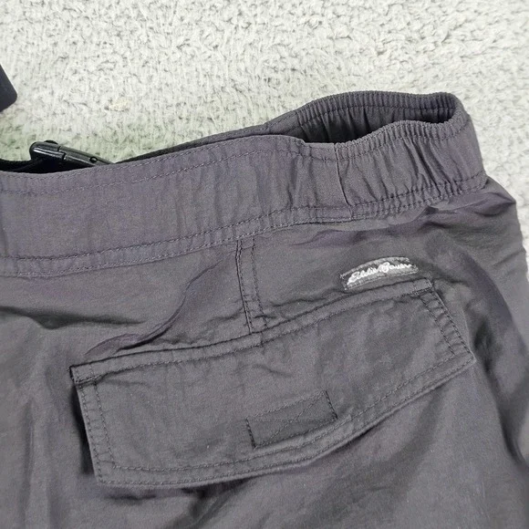 Eddie Bauer Pants Mens XL 30 Gray Convertible Cargo Hiking Zip Off Nylon Belted - Picture 13 of 14